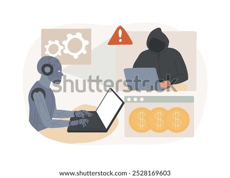 AI-Powered Fraud Detection abstract concept vector illustration. Finance and Accounting. Detect fraudulent financial activities and transactions using AI Technology. abstract metaphor.