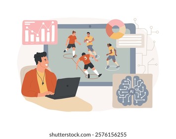 AI-Powered Game Simulations abstract concept vector illustration. Sports Analytics. Simulate games and scenarios for strategic planning and analysis. AI Technology. abstract metaphor.