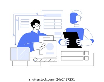 AI-Powered Immigration Services abstracto concepto de Ilustración vectorial. Gobierno y Servicios Públicos. Agilizar los procesos de inmigración y la documentación con herramientas impulsadas por la IA.