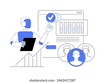 AI-Powered Impact Assessment abstract concept vector illustration. Nonprofit and Social Impact. Use AI to measure the effectiveness of social programs and initiatives. abstract metaphor.