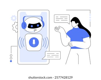 AI-Powered Interactive Voice Response Systems abstract concept vector illustration. AI optimizing IVR, enhancing call routing, improving support, using voice response technology abstract metaphor.