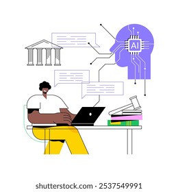 AI-Powered Legal Chatbots conceito abstrato vetor ilustração. Serviços jurídicos. Fornecer aos clientes aconselhamento jurídico e informações com robôs de bate-papo guiados por IA. Tecnologia AI. metáfora abstrata.