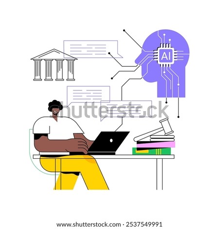 AI-Powered Legal Chatbots abstract concept vector illustration. Legal Services. Providing clients with legal advice and information with AI-driven chatbots. AI Technology. abstract metaphor.