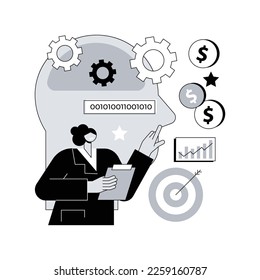AI-powered marketing tools abstract concept vector illustration. AI-powered research, marketing tools automation, e-commerce search, customer recommendation, machine learning abstract metaphor.