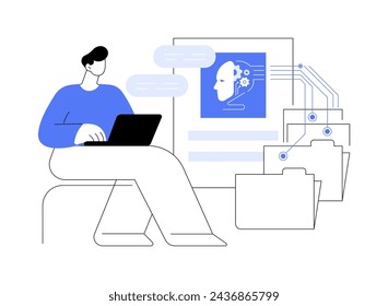 AI-Powered Onboarding Process abstract concept vector illustration. Human Resources. AI-driven training modules, checklists, and automated paperwork. AI Technology. abstract metaphor.