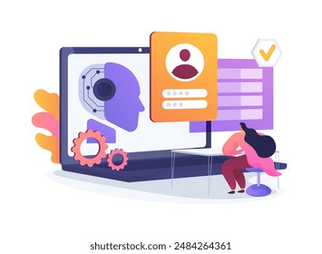 AI-Powered Onboarding Process abstract concept vector illustration. Human Resources. AI-driven training modules, checklists, and automated paperwork. AI Technology. abstract metaphor.