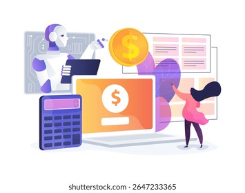 AI-Powered Personal Finance Advisors abstract concept vector illustration. AI tools provide personalized advice for budgeting and saving. abstract metaphor.