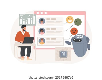 AI-Powered Predictive Customer Sentiment Analysis abstract concept vector illustration. Customer Service. Emotions prediction with artificial intelligence. AI Technology. abstract metaphor.