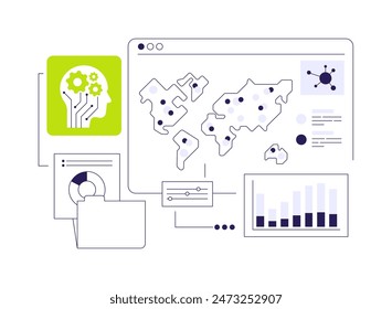 AI-Powered Predictive Disease Outbreak Analysis abstract concept vector illustration. Healthcare. Epidemics prediction, outbreak data analysis and patterns. AI Technology. abstract metaphor.