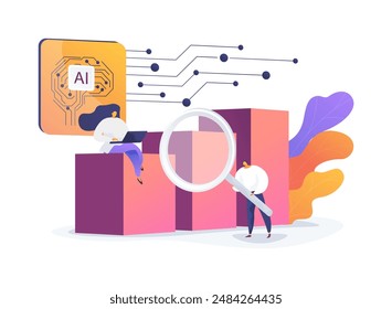 AI-Powered Predictive Marketing Insights abstract concept vector illustration. Marketing and Advertising. Analyze data and predict future trends, decision-making AI Technology abstract metaphor.