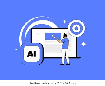 AI-powered programmatic advertising, display ad automation platform, targeted bidding strategy. Real-time audience segmentation, machine learning optimization, digital marketing campaign illustration