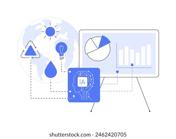 KI-gestützte Vektorillustration des abstrakten Ressourcenmanagements. Umweltmanagement. Optimierung von Wasser- und Energieverbrauch, KI-basierten Vorhersagen und Automatisierung. abstrakte Metapher.