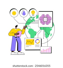 AI-Powered Resource Management abstract concept vector illustration. Environmental Management. Optimize water and energy consumption, AI-based predictions and automation. abstract metaphor.