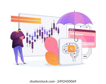 AI-Powered Risk Management Strategies abstract concept vector illustration. Finance and Accounting. Identify and mitigate financial and operational risks using AI Technology. abstract metaphor.