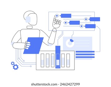 KI-gestützte Vektorillustration des abstrakten Konzepts für die Risikomodellierung. Versicherung. Entwicklung von Risikomodellen, Anpassung an veränderte Marktbedingungen mit KI-Technologie.