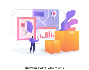 AI-Powered Route Otimization conceito abstrato ilustração vetorial. Transporte e Logística. Eficiência logística, otimização dos cronogramas de entrega com a tecnologia AI. metáfora abstrata.