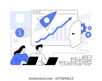 AI-Powered Sales Incentive Programs abstract concept vector illustration. AI designing incentive programs, motivating sales teams, managing rewards, team engagement abstract metaphor.