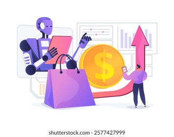 AI-Powered Sales Incentive Programs abstract concept vector illustration. AI designing incentive programs, motivating sales teams, managing rewards, team engagement abstract metaphor.