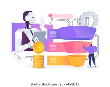 AI-Powered Sales Pipeline Management abstract concept vector illustration. AI managing sales pipelines, organizing leads, improving workflows, CRM integration abstract metaphor.