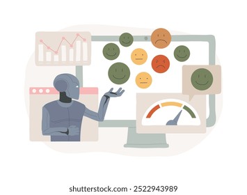 AI-Powered Sentiment Analysis abstract concept vector illustration. Data Analysis. Analyze public reaction to products, services, or brands with AI tools. AI Technology. abstract metaphor.