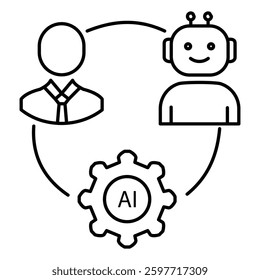 AI-Powered Teamwork and Collaboration Vector Icon design