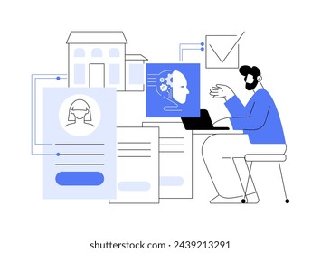 AI-Powered Tenant Screening abstract concept vector illustration. Real Estate. Select reliable tenants, assessing rental applications with AI background checks. AI Technology. abstract metaphor.