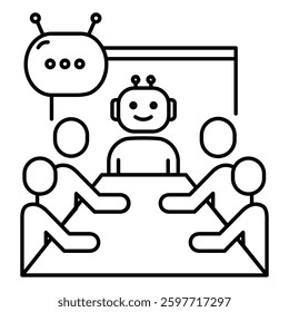 AI-Powered Virtual Meeting Vector Icon design