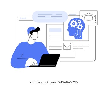 AI-Powered Virtual Tutors abstract concept vector illustration. Education. Virtual tutors support, personalized feedback, lesson planning, essay checking. AI Technology. abstract metaphor.