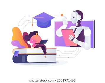 AI-Powered Virtual Tutors abstract concept vector illustration. Education. Virtual tutors support, personalized feedback, lesson planning, essay checking. AI Technology. abstract metaphor.