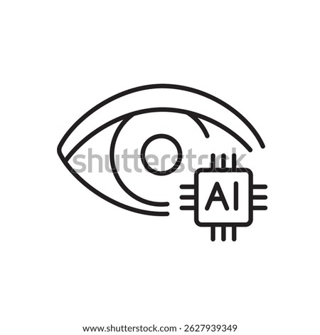 AI-powered vision check line icon vector, editable stroke, ideal for ophthalmology apps, smart eye exams, and digital vision platforms