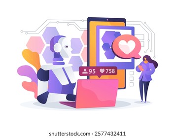 AI-Powered Visual Content Creation abstract concept vector illustration. AI generating visuals, visual marketing, graphic design, content strategies, audience engagement abstract metaphor.