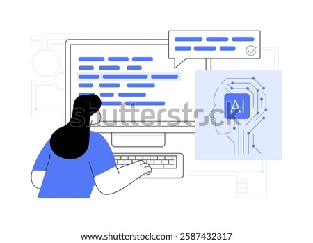 AI-Powered Writing Assistant abstract concept vector illustration. AI enhancing writing tools, real-time suggestions, grammar correction, content creation, improving quality abstract metaphor.
