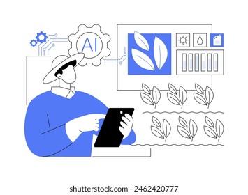 AI-Precision Agriculture abstract concept vector illustration. Agriculture. Resource use optimization, water and fertilizers use analysis, modern farming. AI Technology. abstract metaphor.