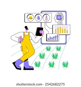 AI-Precision Agricultura conceito abstrato vetor ilustração. Agricultura. Otimização do uso de recursos, análise do uso de água e fertilizantes, agricultura moderna. Tecnologia AI. metáfora abstrata.