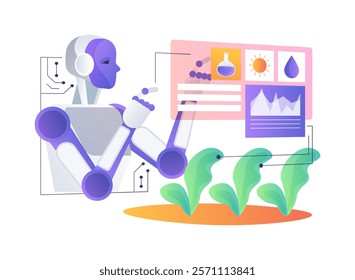 AI-Precision Agriculture abstract concept vector illustration. Agriculture. Resource use optimization, water and fertilizers use analysis, modern farming. AI Technology. abstract metaphor.