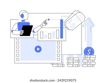 AI-Predictive Box Office Success abstract concept vector illustration. Entertainment. Predict box office performance and audience reception of movies using AI analytics. abstract metaphor.