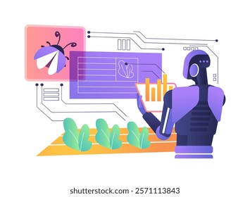 AI-Predictive Pest Management abstract concept vector illustration. Agriculture. Predict and mitigate pest infestations, AI tools analyzing environmental data. AI Technology. abstract metaphor.