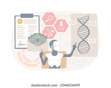 AI-Predictive Research Funding conceito abstrato ilustração vetorial. Investigação e desenvolvimento. Previsão de oportunidades de financiamento para pesquisa, alocação efetiva de recursos. metáfora abstrata.