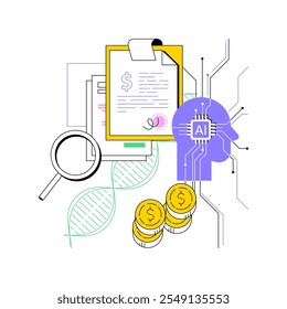 AI-Predictive Research Funding conceito abstrato ilustração vetorial. Investigação e desenvolvimento. Previsão de oportunidades de financiamento para pesquisa, alocação efetiva de recursos. metáfora abstrata.