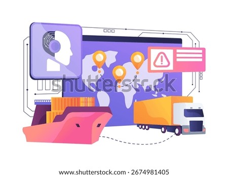 AI-Predictive Supply Chain Continuity Prediction abstract concept vector illustration. Disaster Response and Management. AI-driven supply chain continuity prediction insight. abstract metaphor.