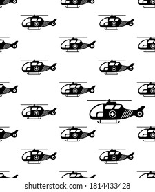 Air Ambulance Helicopter Icon Seamless Pattern, Air Ambulance Icon Vector Art Illustration