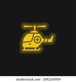 Air Ambulance yellow glowing neon icon
