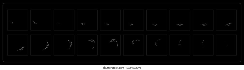 Air animation effect. Wind air effect Sprite Sheet for for game design, cartoon or animation and motion design. 2D Classic Effects. EPS 10 vector illustration