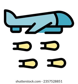 Air attack icon outline vector. Raid alert. War sign color flat