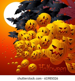 Air Attack of mad bats and halloween pumpkins