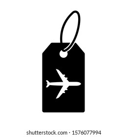 Air Baggage Tag Icon. Flight Tag For Checked Luggage With Airplane Sign. Vector Illustration
