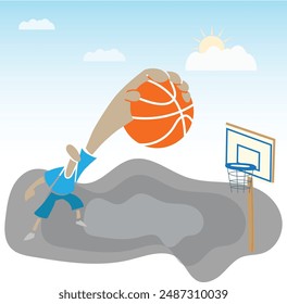 Air ball, basketball artist trying...