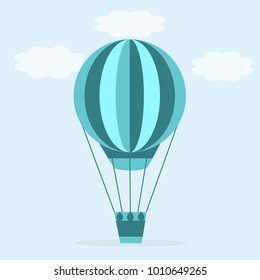 An air ball flying in the sky at the light blue background