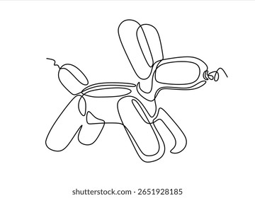Air ballon dog silhouette vector one line continuous drawing illustration. Minimal design element for print, banner, card, wall art poster, brochure. Hand drawn one line vector. Editable stroke	