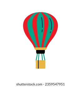 Air Ballon Flat Style Icon. Cartoon Vector Illustration